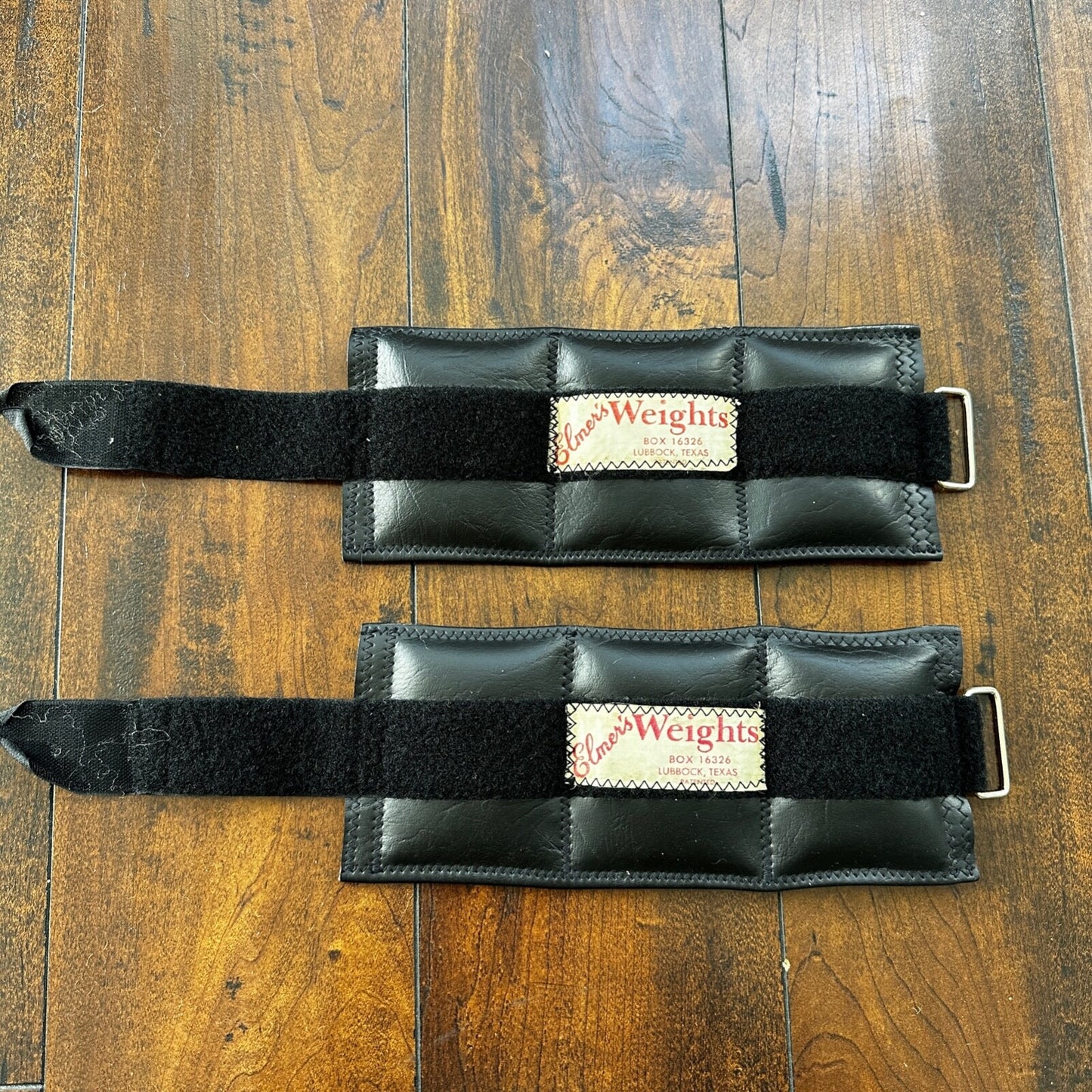 Elmer's Ankle Wrist Weights 3 lb Each 2 Vintage Black Leather Made in USA 1950s