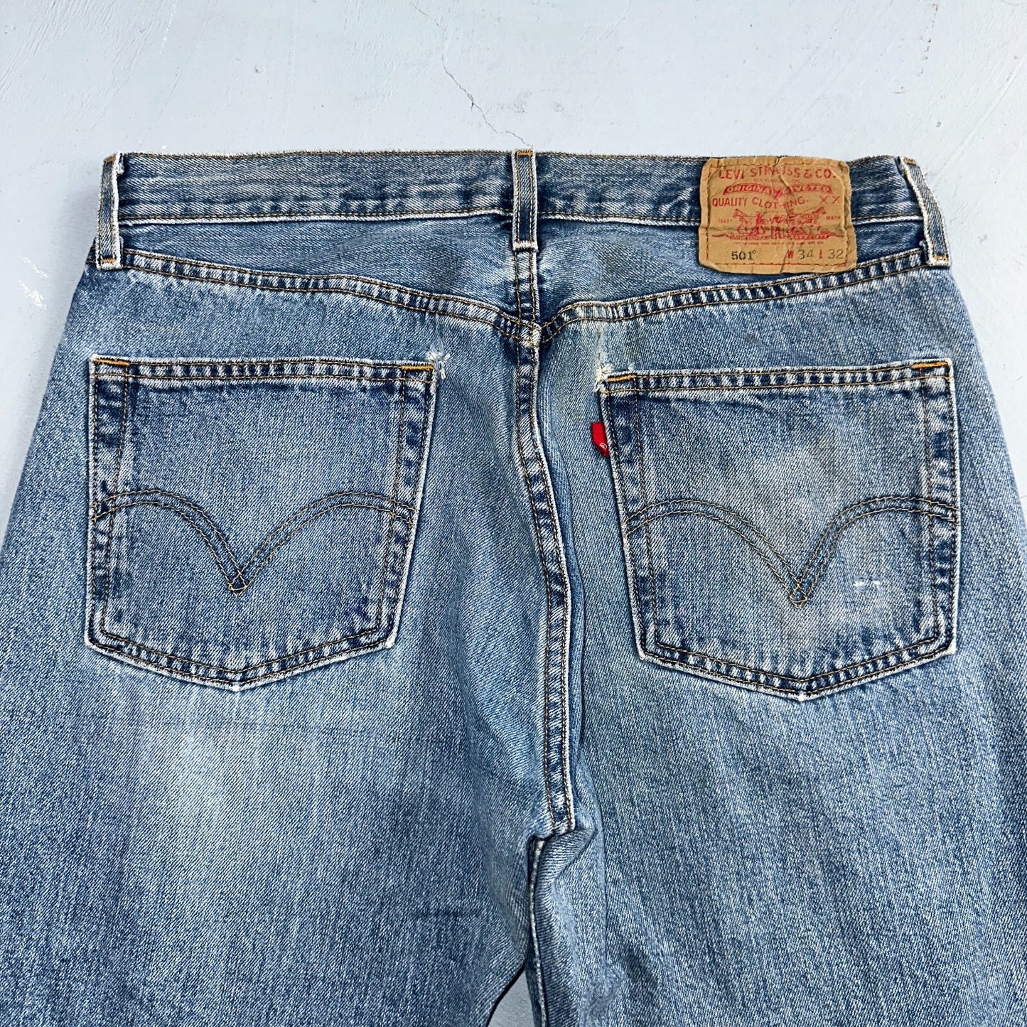 Levis 501 Vintage Y2K XX Straight Leg Jeans 90s Blue Med Wash 34x32 Act 31x31