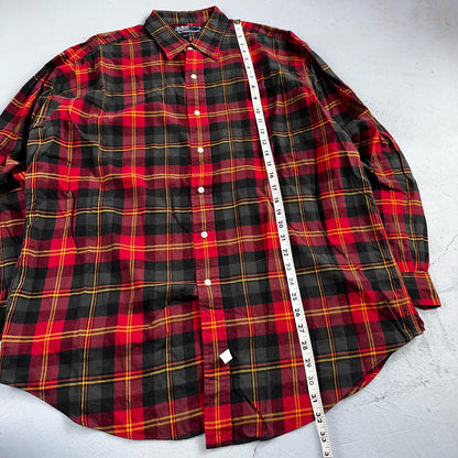 Polo Ralph Lauren Mens Long Sleeve Button Down Shirt Size L Plaid Green Red
