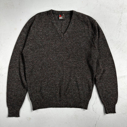 Robert Bruce Vintage Sweater Mens L Gray V Neck Knit Pullover 90s