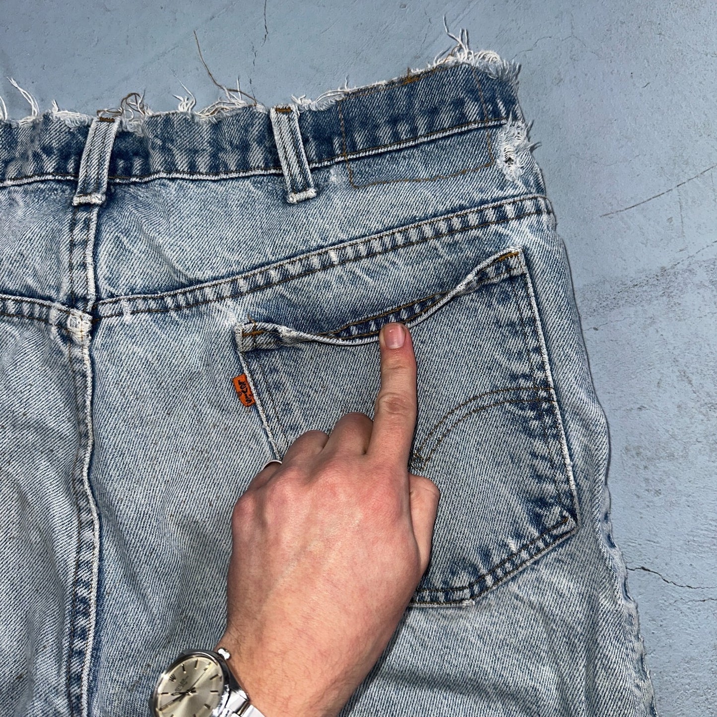 Levis 517 Vintage 80s USA Orange Tab Bootcut Flare Blue Worn Jeans Act 34x31