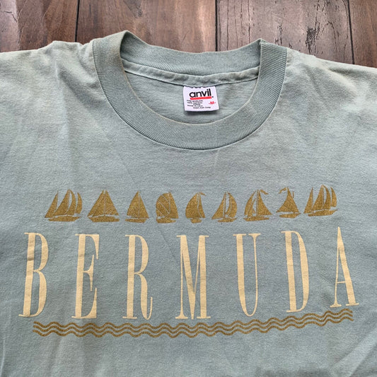 Bermuda Triangle Vintage T Shirt Creepy Nirvana Grunge Rap Green Sail Boat Cool 