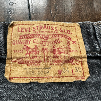 Vintage 90s Levis 505 34x30 Made In USA Tag Jeans Faded Grey 501 80s 31x28
