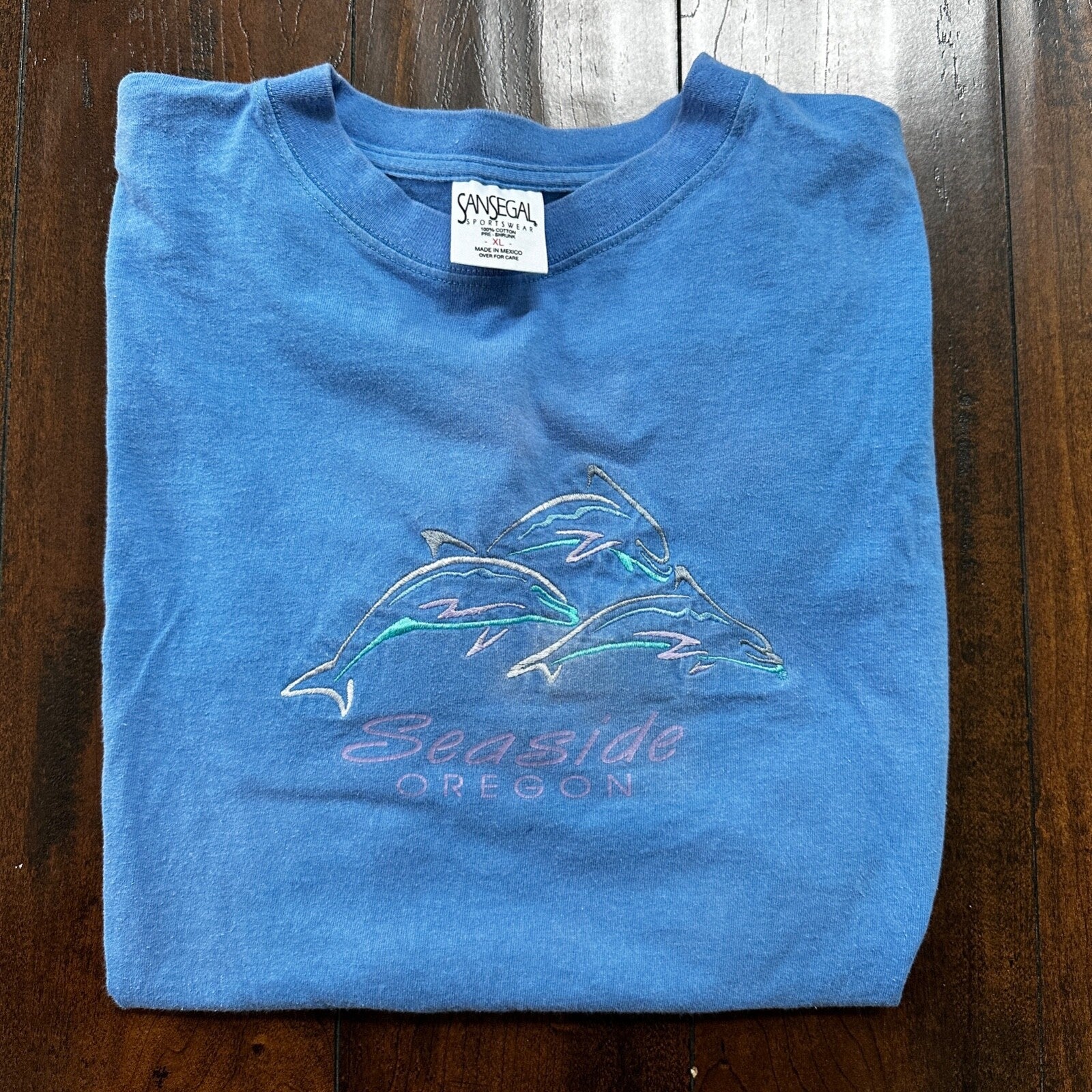 Sansegal Seaside Oregon VTG T Shirt Dolphins Ocean Whales Love Travel XL