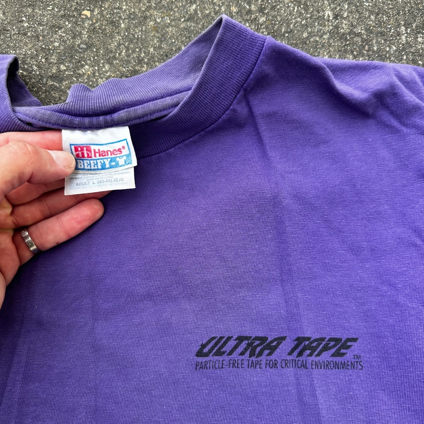 Ultra Tape Promo VTG T Shirt Purple Shipping Packaging Cool Random Art Y2K