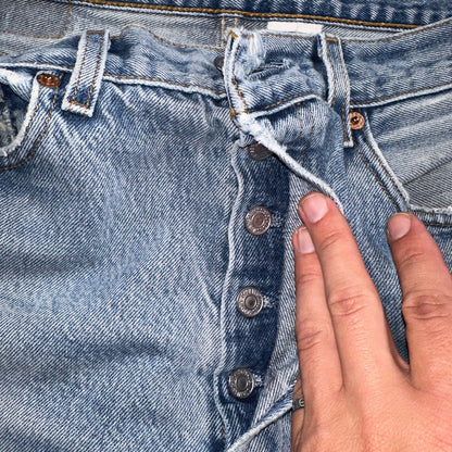 Levis 501 Vintage 90s Mexico Straight Leg Jeans Blue Light Wash 33x36 Act 31x31