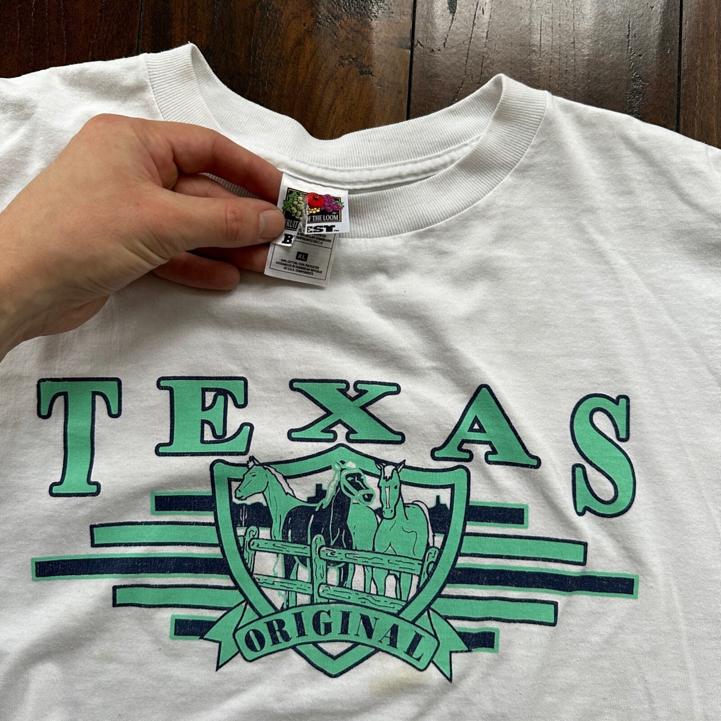 Texas White America Vintage T Shirt Horses Cowboy Travel Huston Dallas Simple