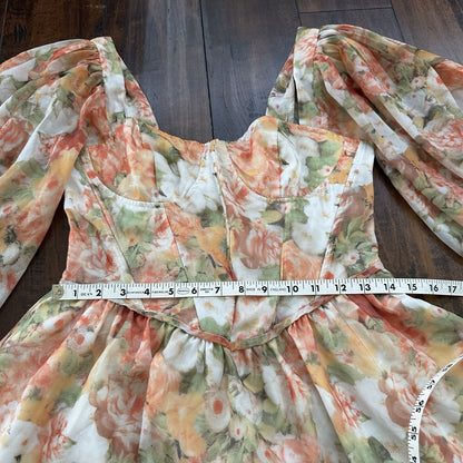 Floral Lantern Sleeve Mini Dress Hoop Skirt Halloween Sexy Vintage Style Hot