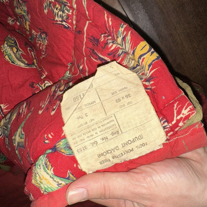 Vtg Sleeping Bag Canvas Red Duffle Bag USA Bell System Talon 1940s 40s 50s WWII