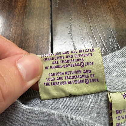 VTG Scooby Doo Cartoon Network Gray Henley Embroidered Shirt Top 90s 2001 Y2K