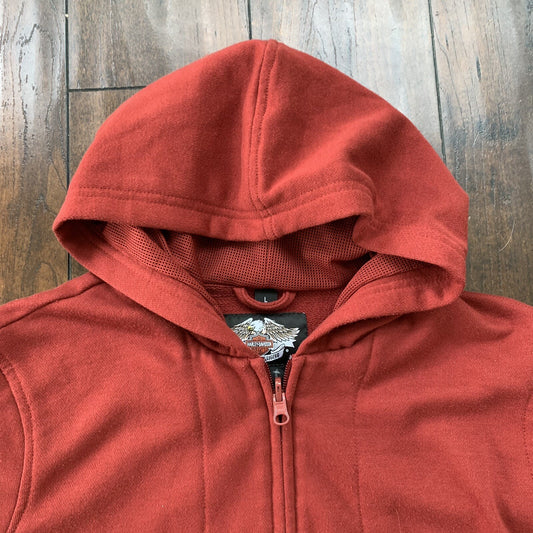 Harley Davidson Womens L Red Full Zip Fleece Vest Zipper Shirt Vintage Y2K