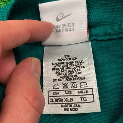 Vintage Nike T Shirt USA Rare Single Stitch Blank Green 90s Essential Basic Lot