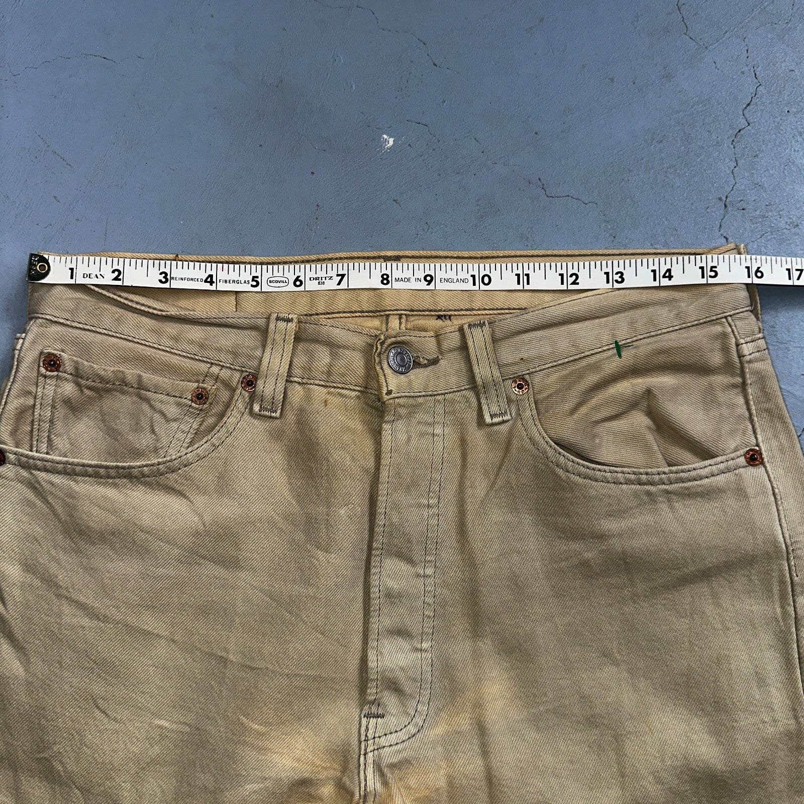 Levis 501 Vintage 90s USA XX Straight Leg Jeans Khaki Light Wash 31x30 Act 31x29