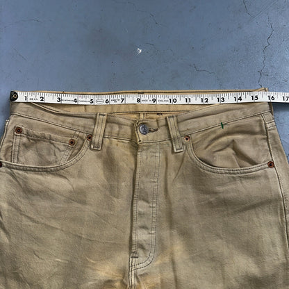Levis 501 Vintage 90s USA XX Straight Leg Jeans Khaki Light Wash 31x30 Act 31x29