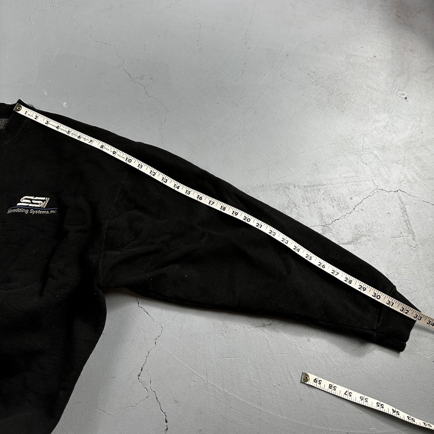 Fruit of the Loom Sweatshirt 90s VTG Crewneck USA Solid Black Blank Shredding XL