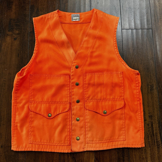 Vintage Filson Lot 12 Safety Orange Hunting Shooting Vest Made In USA Size 40