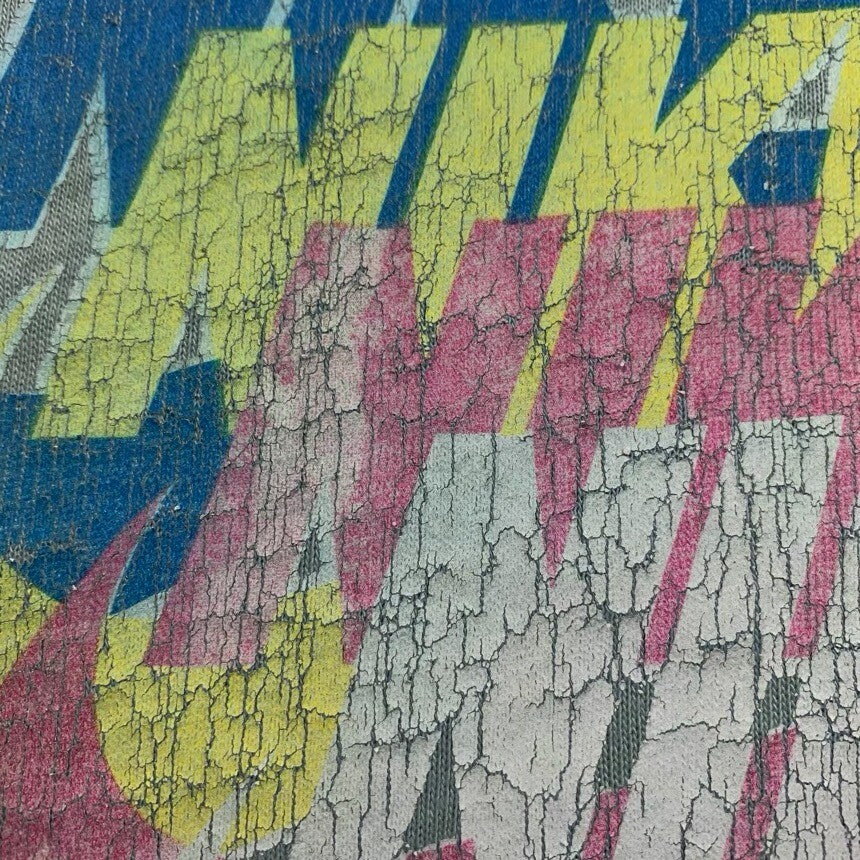 Nike Vintage T Shirt USA 70s 80s Quad Swoosh Block Print Running Oregon Geisha