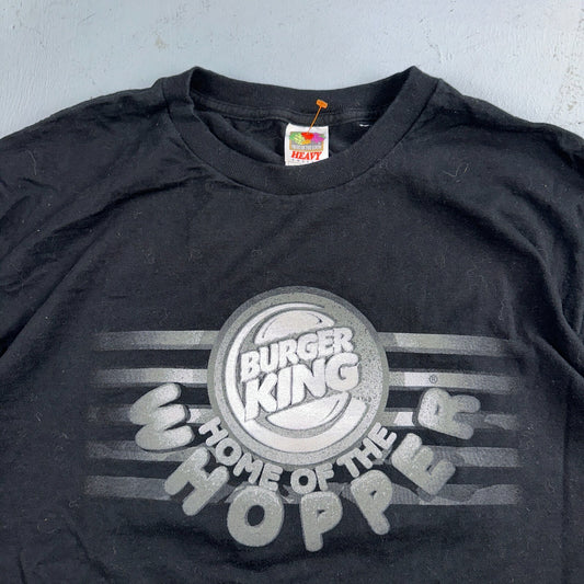 Burger King Whopper Y2K VTG T Shirt Burger Food Rare Promo 2000s Black Graphic