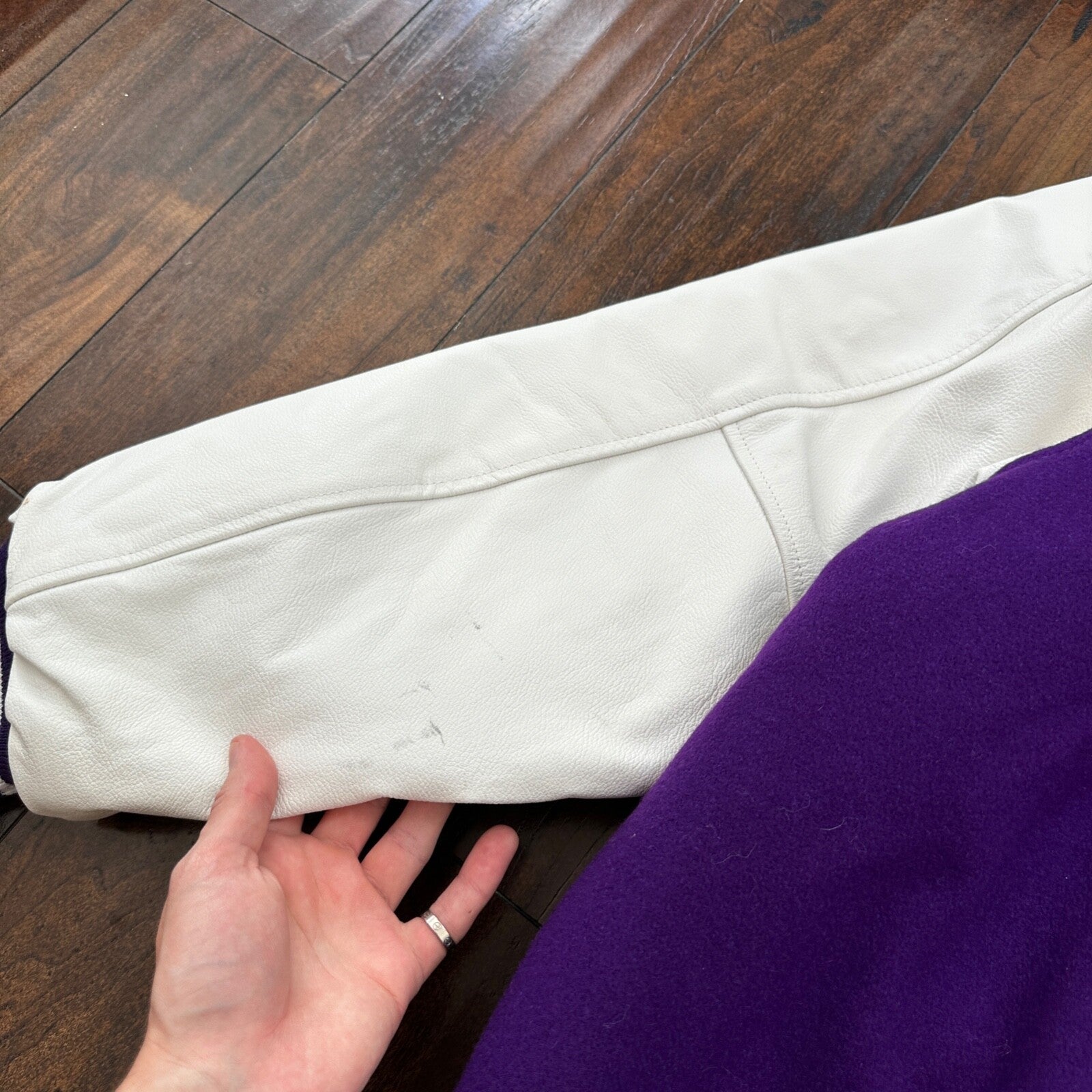 VTG Stray Angels Varsity Leather Letterman 70s Jacket XL Portland Cars Racing