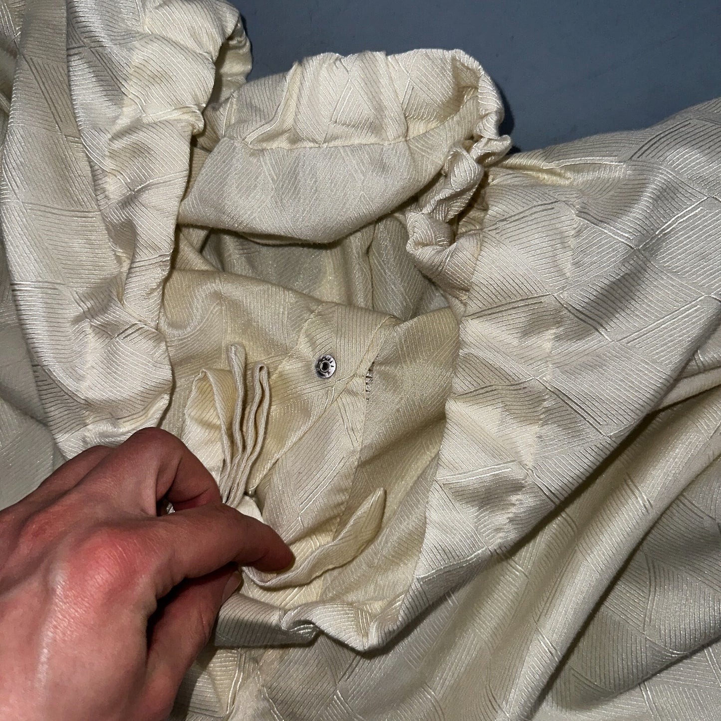 Christian Dior VTG Pajama Set Mens Cream Pants Shirt USA 90s Heavy Wear