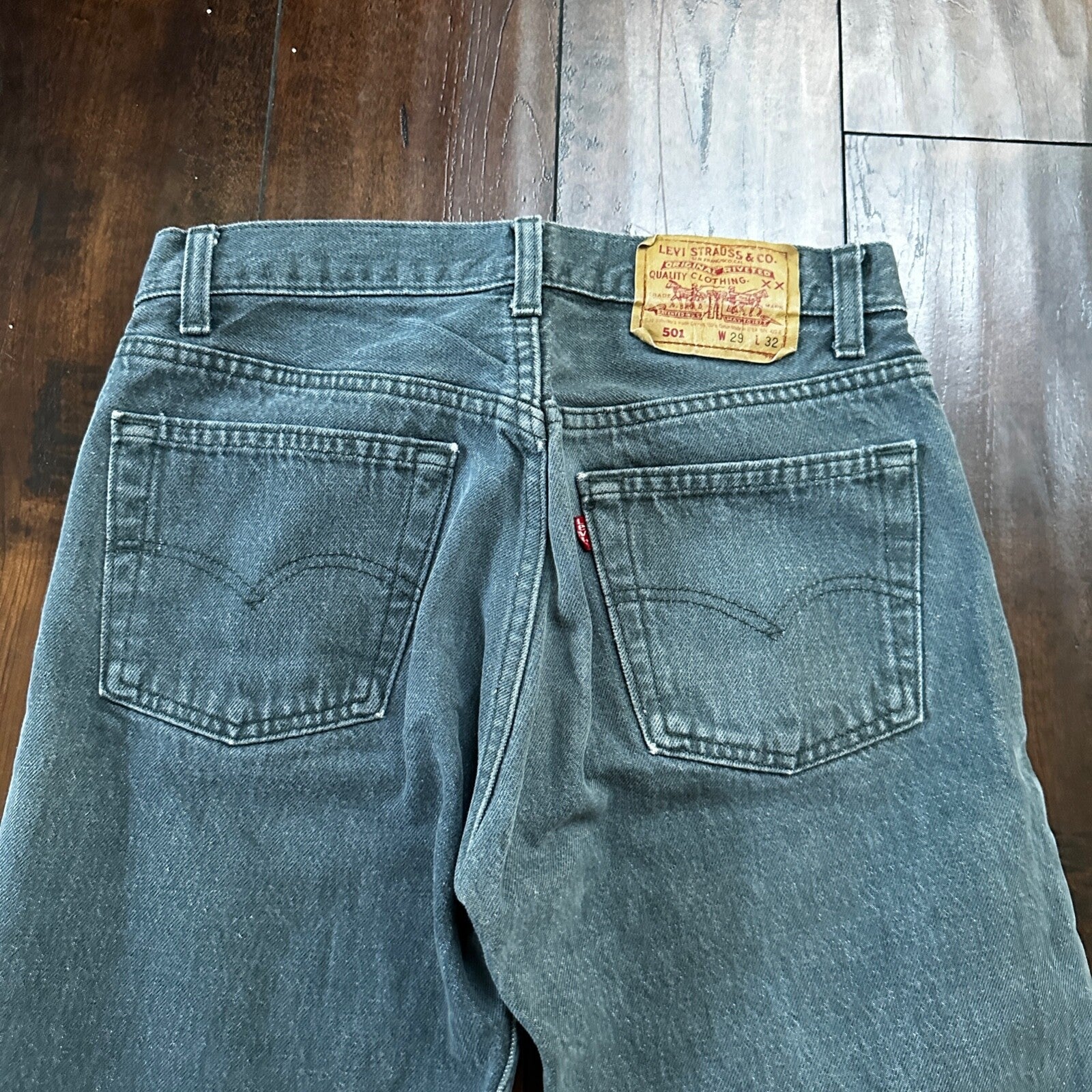 VTG 90s Levis 501 Button Fly 29x32 USA Tag Jeans Straight Wash Blue XX Act 28x30