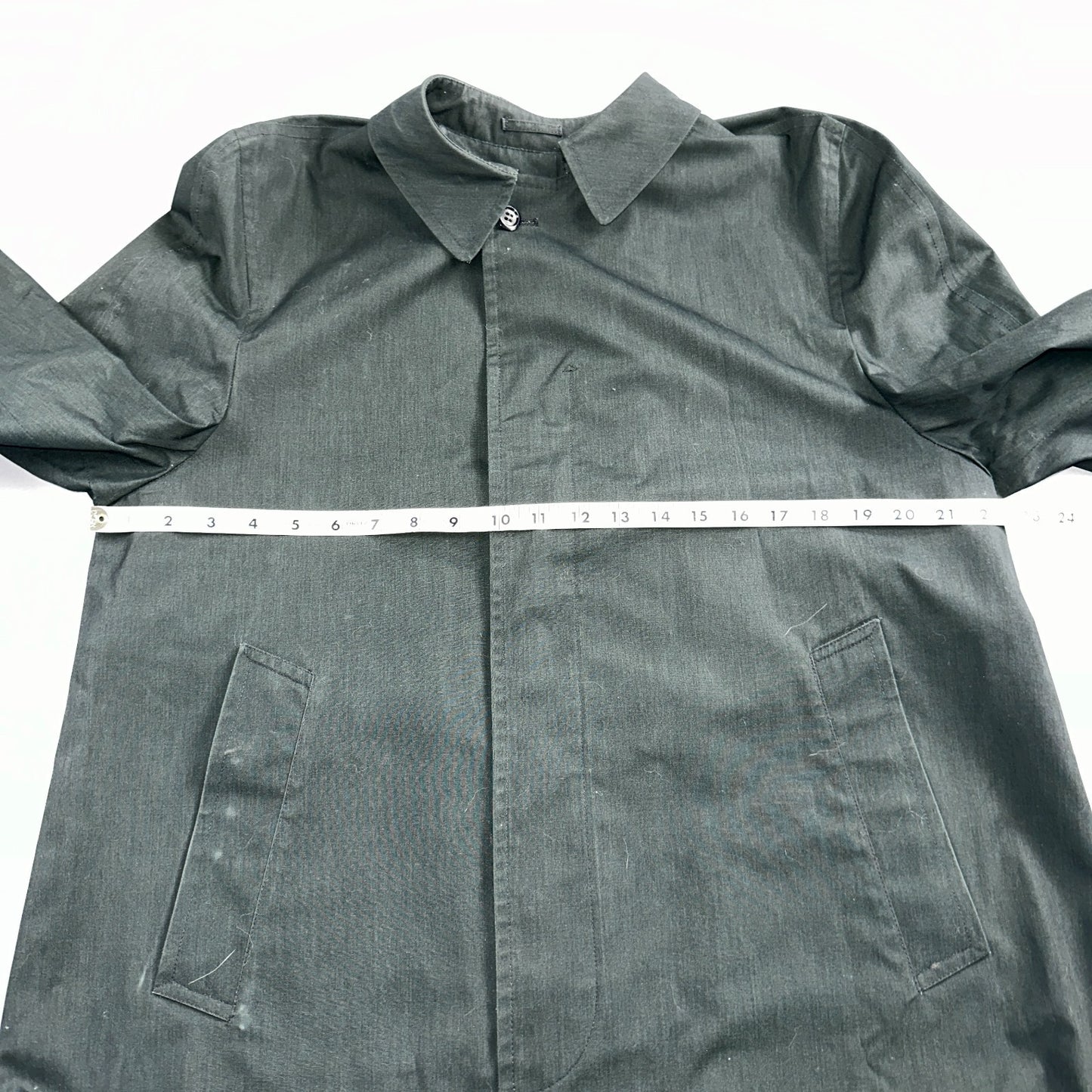 Aqaron Rain Trench Coat Mens 38 Short Green Long Sleeve Button Long Jacket