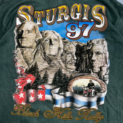 Vintage 1997 Sturgis Motorcycle Rally Big Print T Shirt Large Biker Double Side