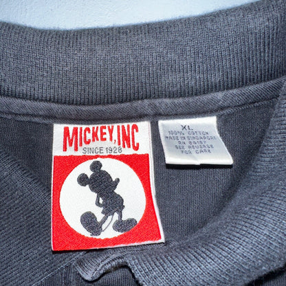 Disney Mickey Mouse 90s VTG T Shirt Polo Black Mens XL Cotton Basic Cute