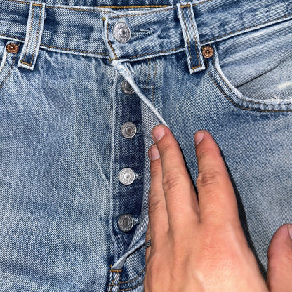 Levis 501 Vintage 90s Mexico Straight Leg Jeans Blue Light Wash 33x36 Act 31x31