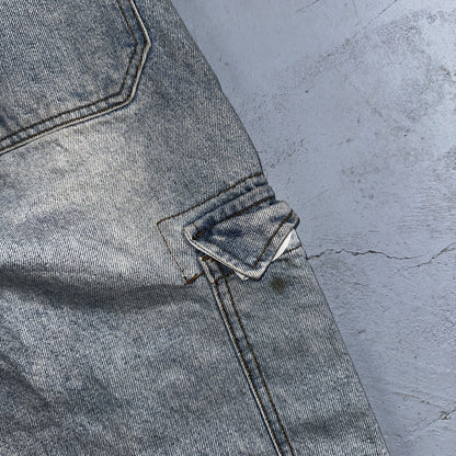 J Galt Jeans Womens Wide Leg Blue Cargo Denim Cotton Light Wash 27x30 Small