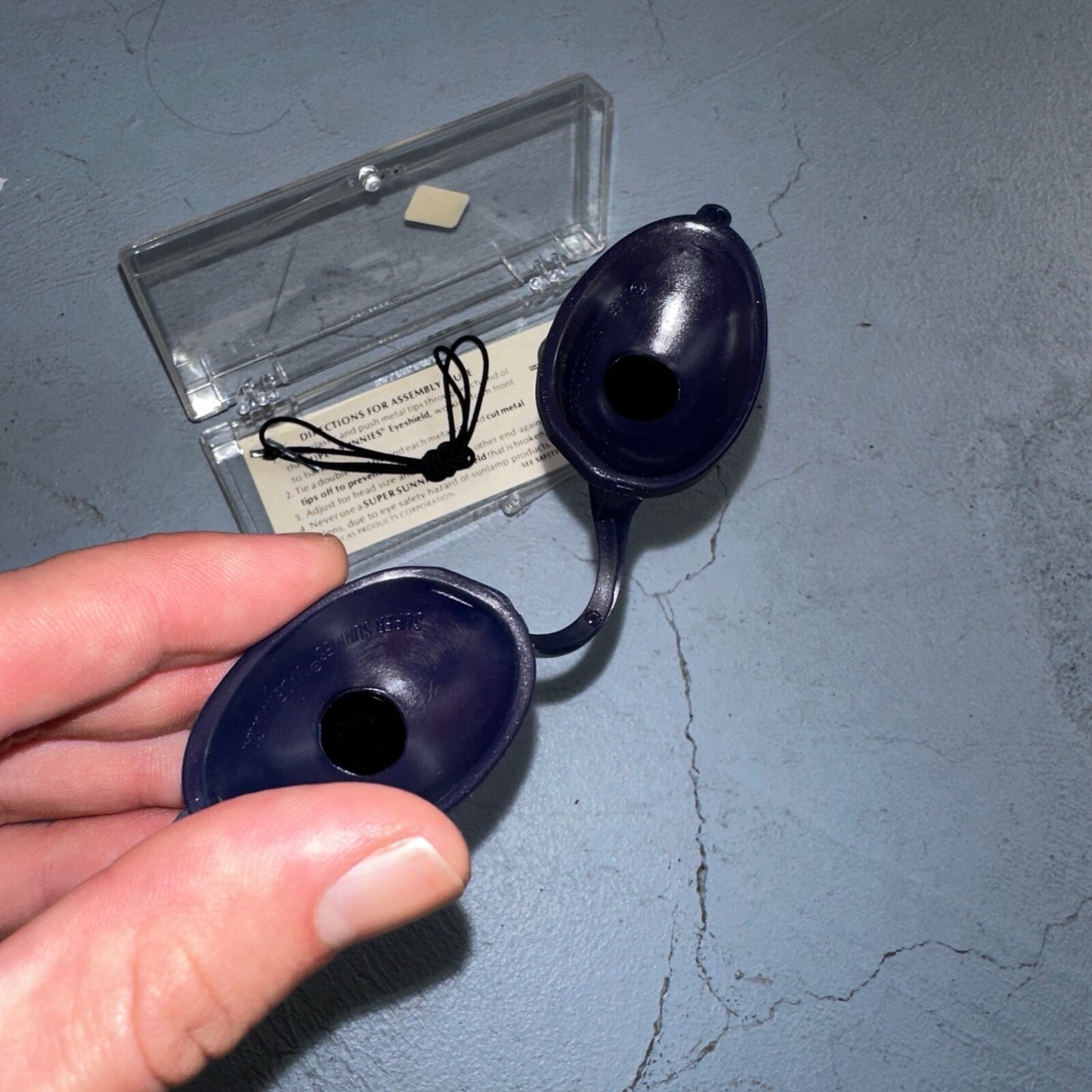 Vintage 1986 LUCAS Super Sunnies Eyeshields Navy Tanning Bed Protection Eyewear