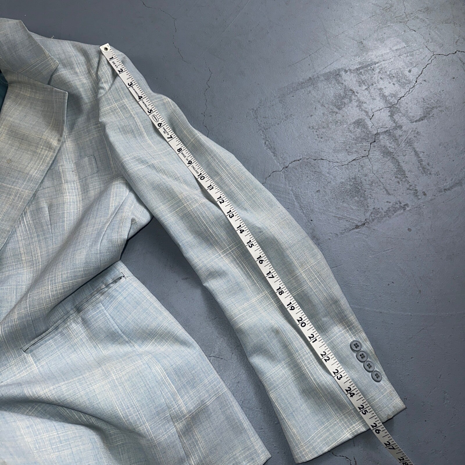 VTG Mens 3 PC Suit 44 Jacket Coat Pants Vest Plaid Rockabilly 70s Stained