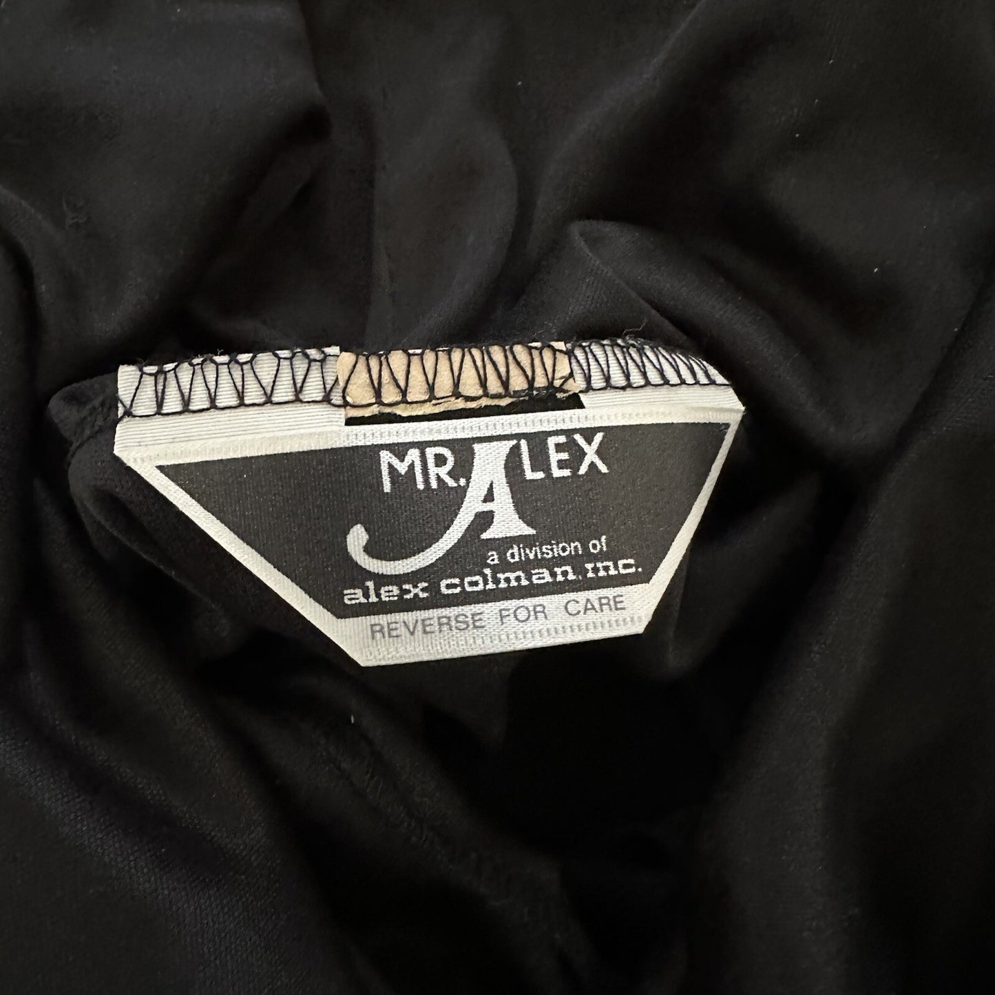 Vintage ALEX COLMAN CALIFORNIA Polyester 70s Black Psychedelic SHIRT Turtleneck