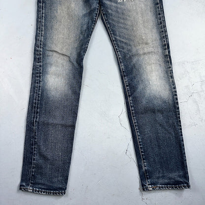 Levis 502 Y2K XX Slim Fit Jeans Blue Med Wash Whiskers 33x34 Vintage Style Worn