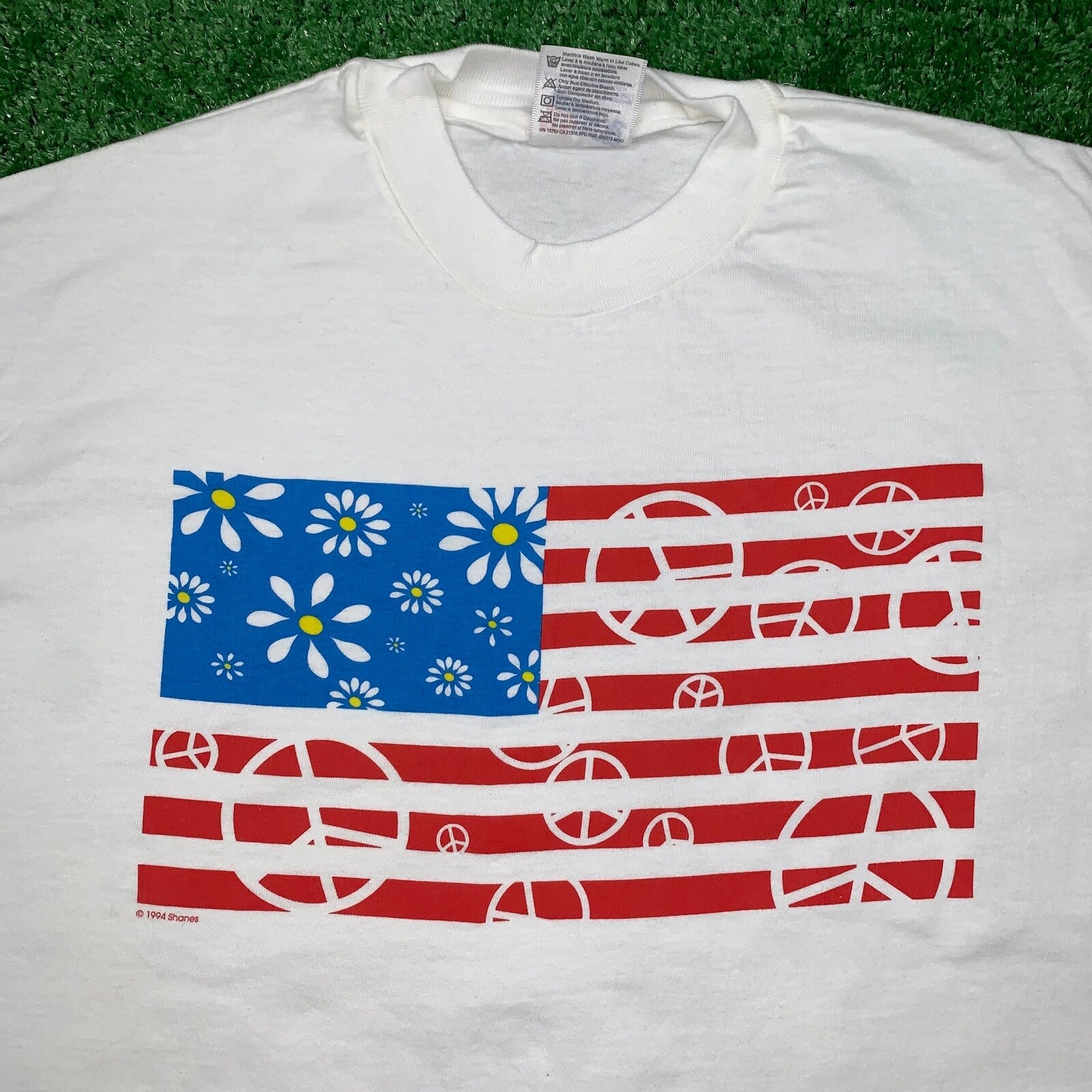 USA Hippie Flag Vintage T Shirt 90s One Love Music Rap Nirvana Peace Oregon