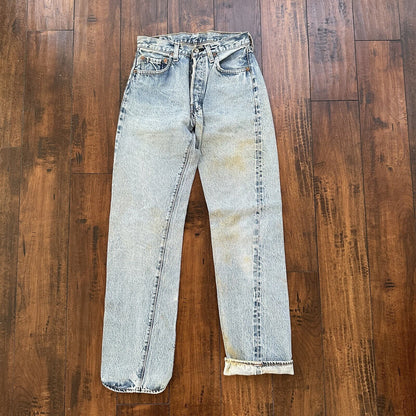 Levis Vintage 80s Redline Selvedge USA 501 XX Jeans 66 30x36 Light Wash Ac 26x31