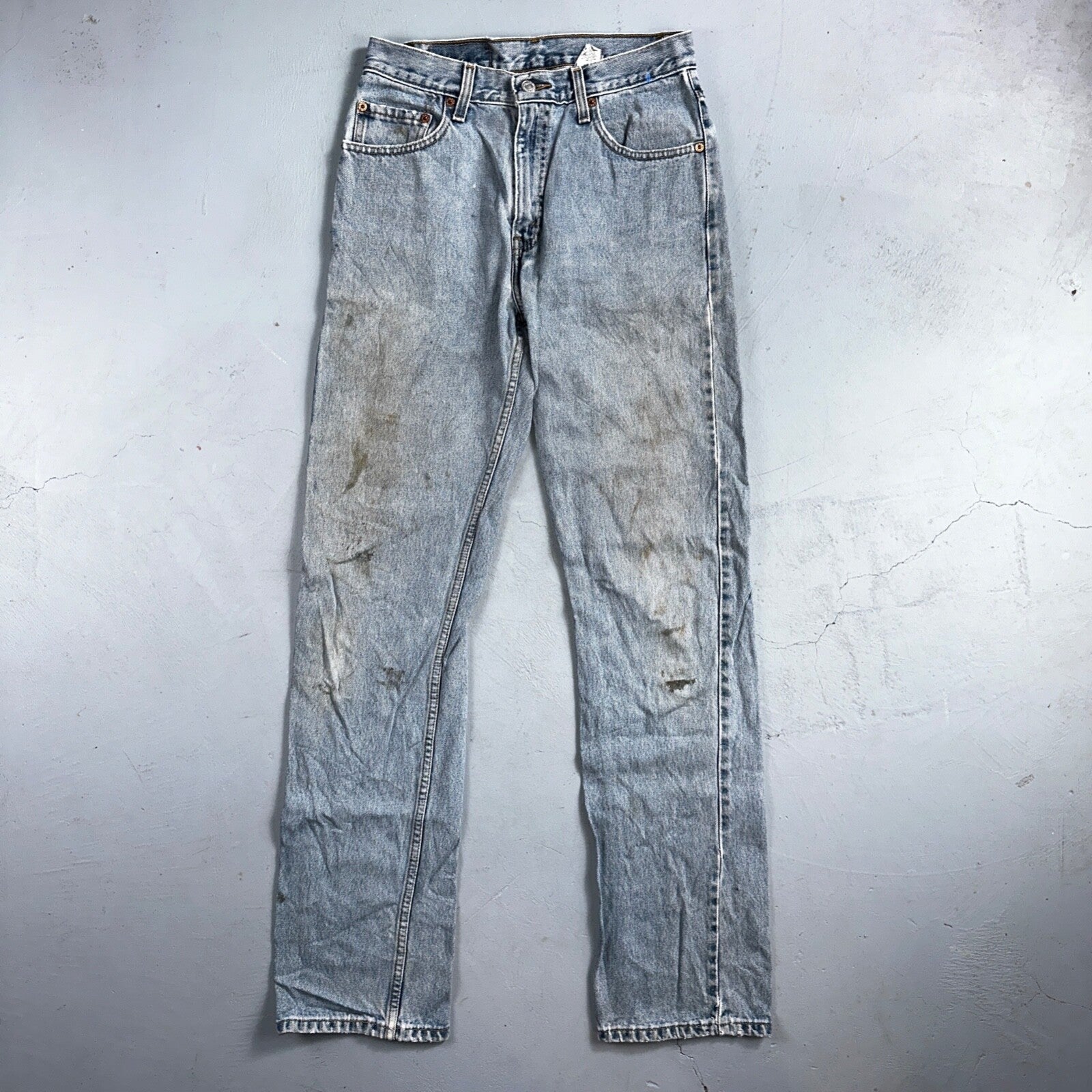 Levis 505 Vintage 90s Columbia Straight Leg Jeans Blue Light Wash 30x34 Ac 28x33