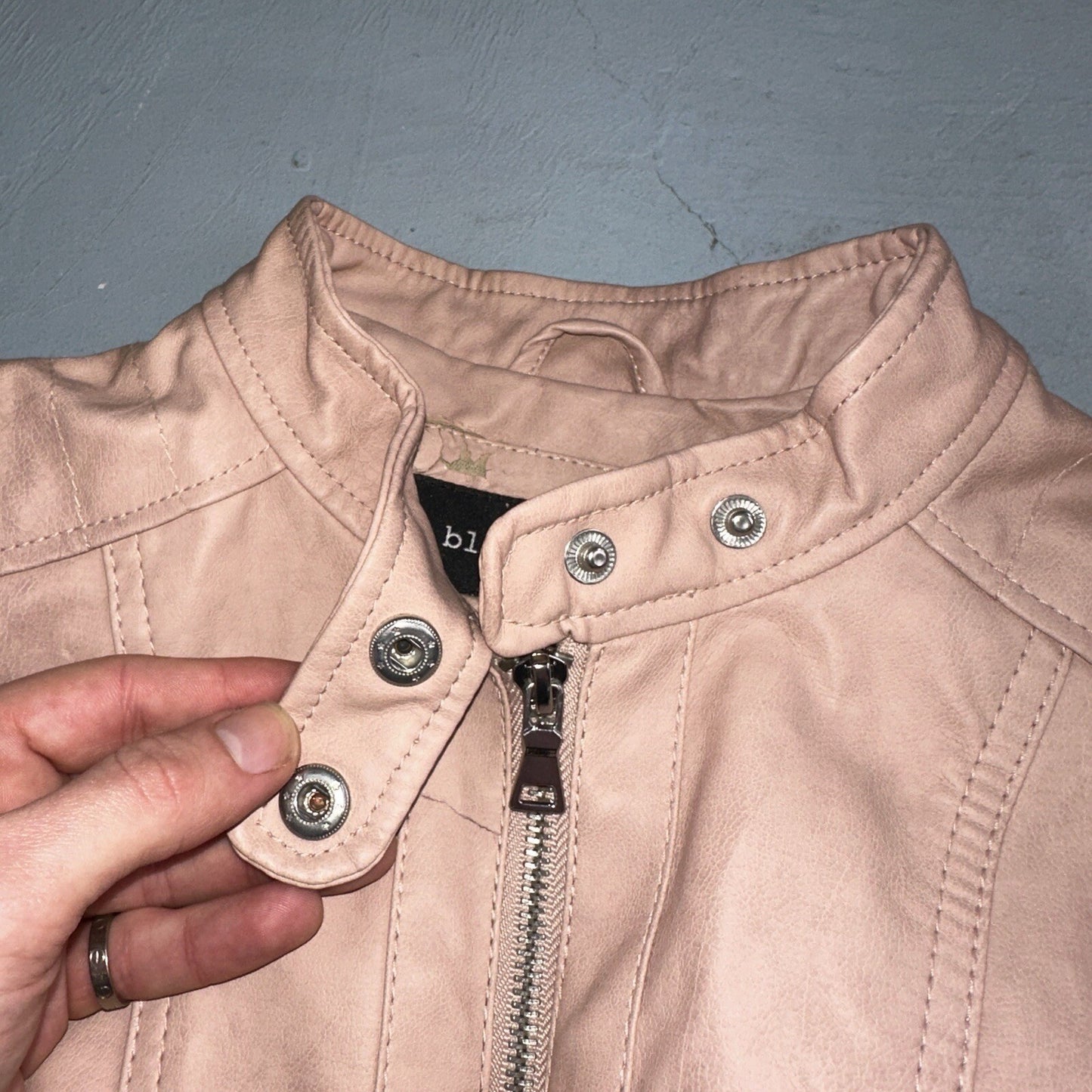 Black Rivet Women's Leather Jacket S Pink Moto Biker Zippered Baddie Biker