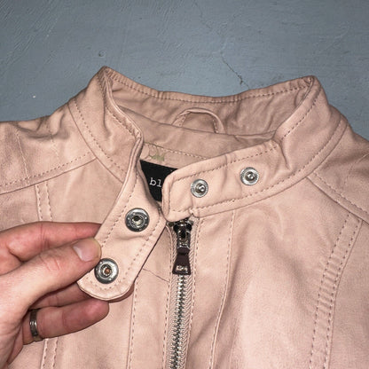 Black Rivet Women's Leather Jacket S Pink Moto Biker Zippered Baddie Biker
