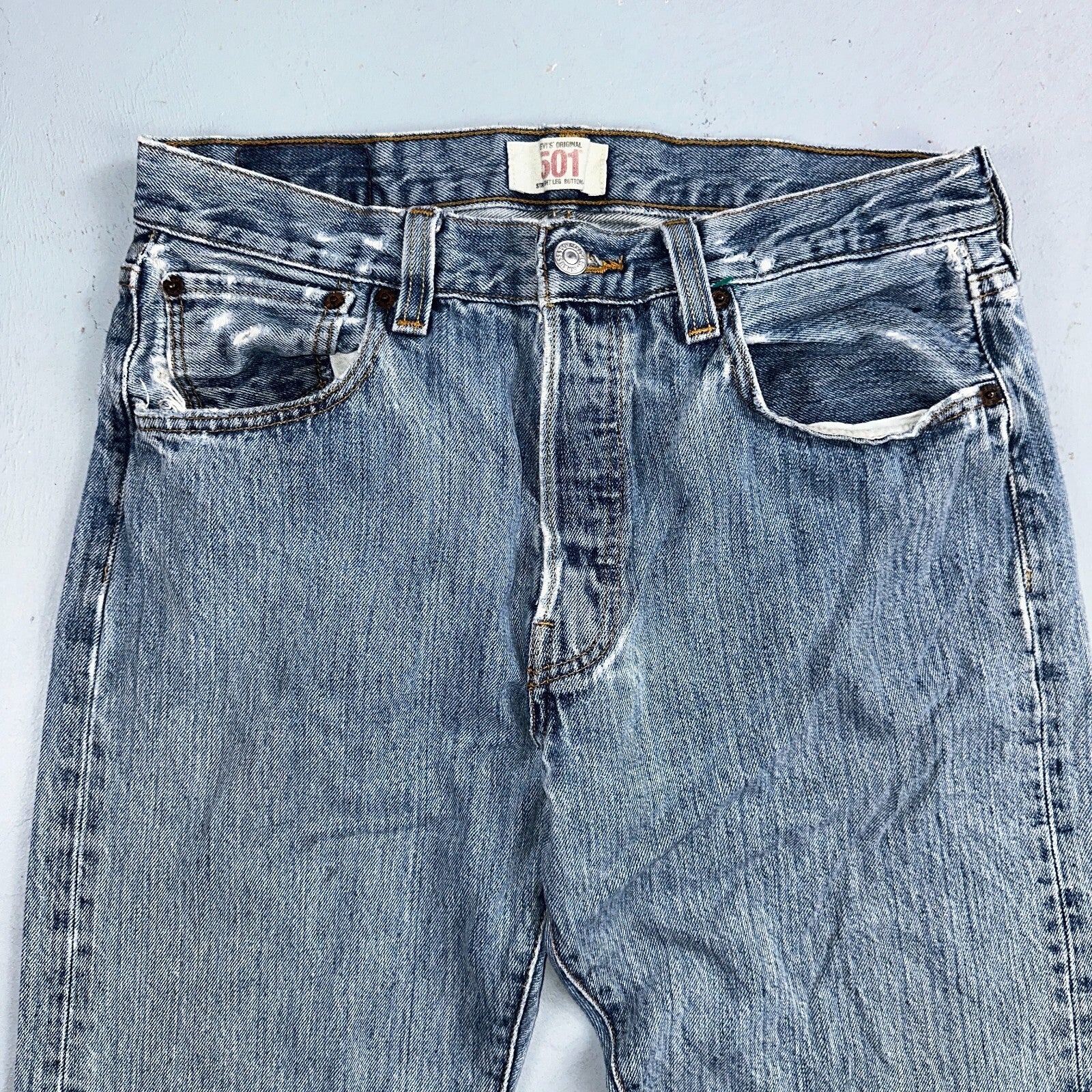 Levis 501 Vintage Y2K XX Straight Leg Jeans Blue Light Wash 33x30 Act 31x29