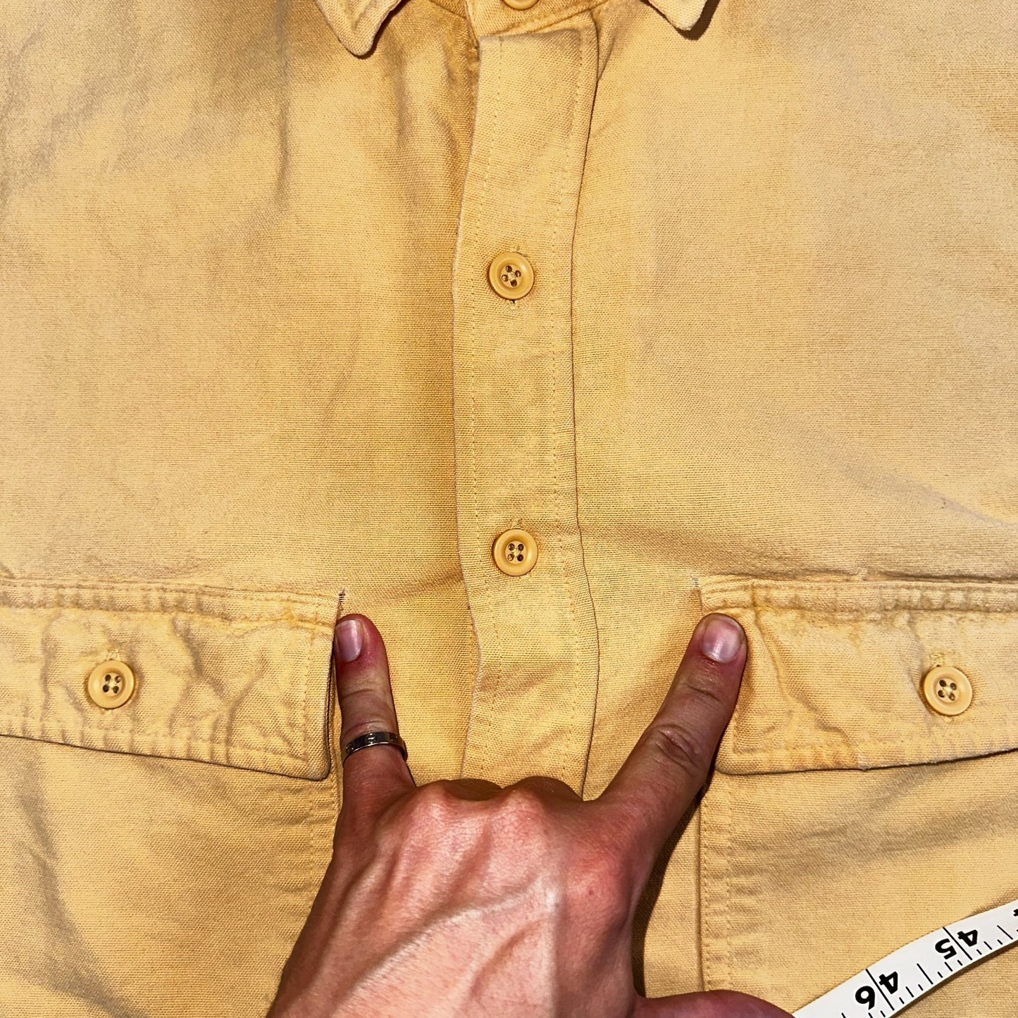 Vintage LL Bean Chamois Cloth Flannel Shirt Mens L Tall Yellow Made in USA 90s