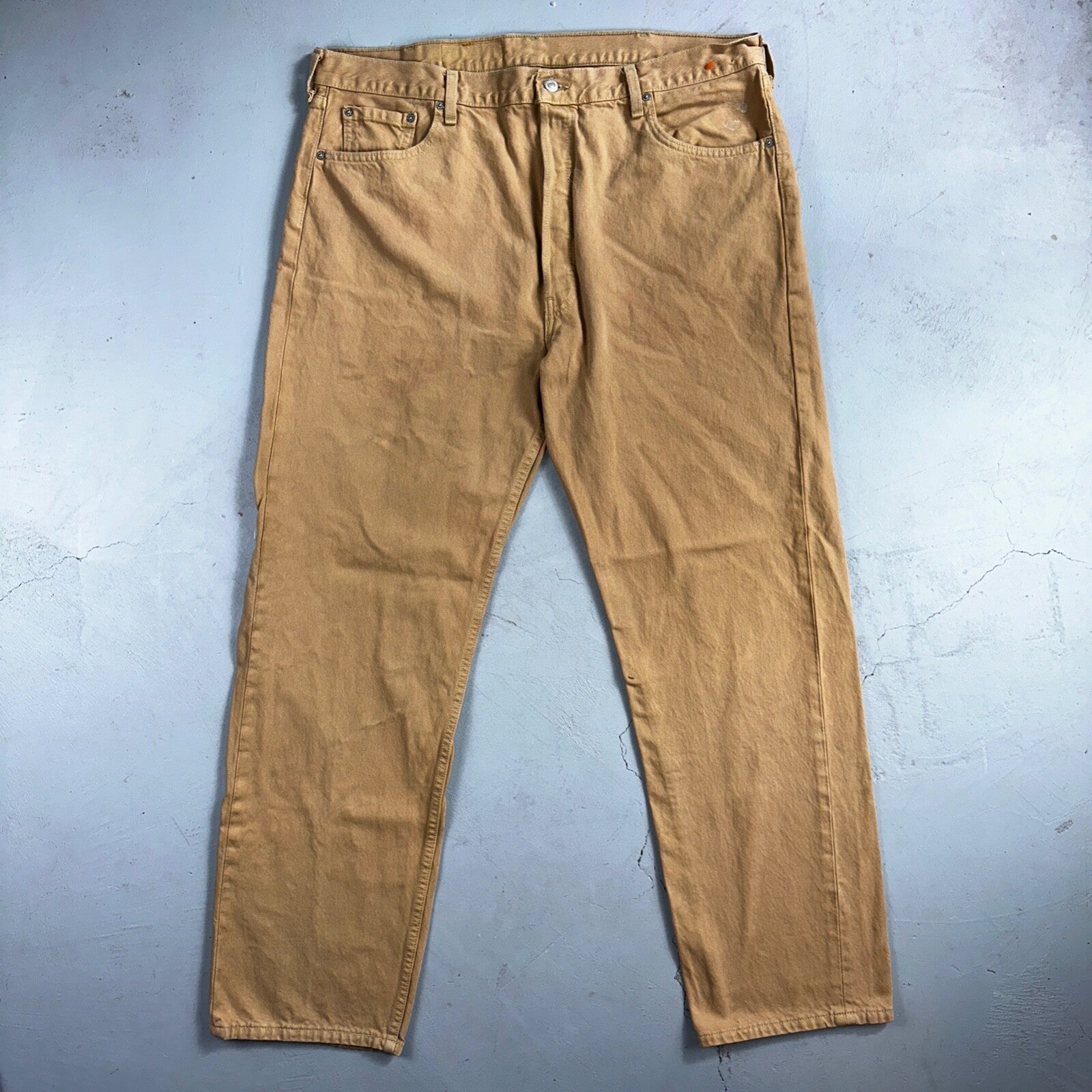 Levis 501 Vintage 90s USA XX Straight Leg Jeans Khaki Brown Wash 42x32 Act 40x32