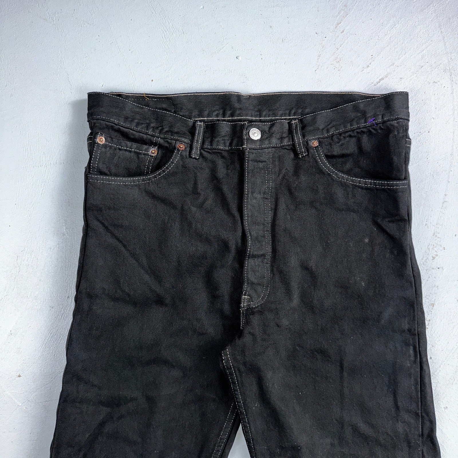 Levis 501 Vintage 90s XX Straight Leg Jeans Black Overdye Wash 36x30 Act 34x29