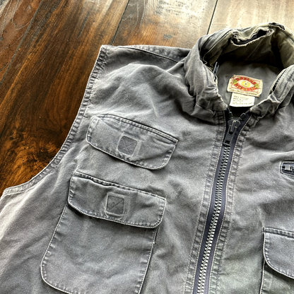 Banana Republic VINTAGE Safari Vest Mens Large Blue Pockets Cargo 90s Zipper
