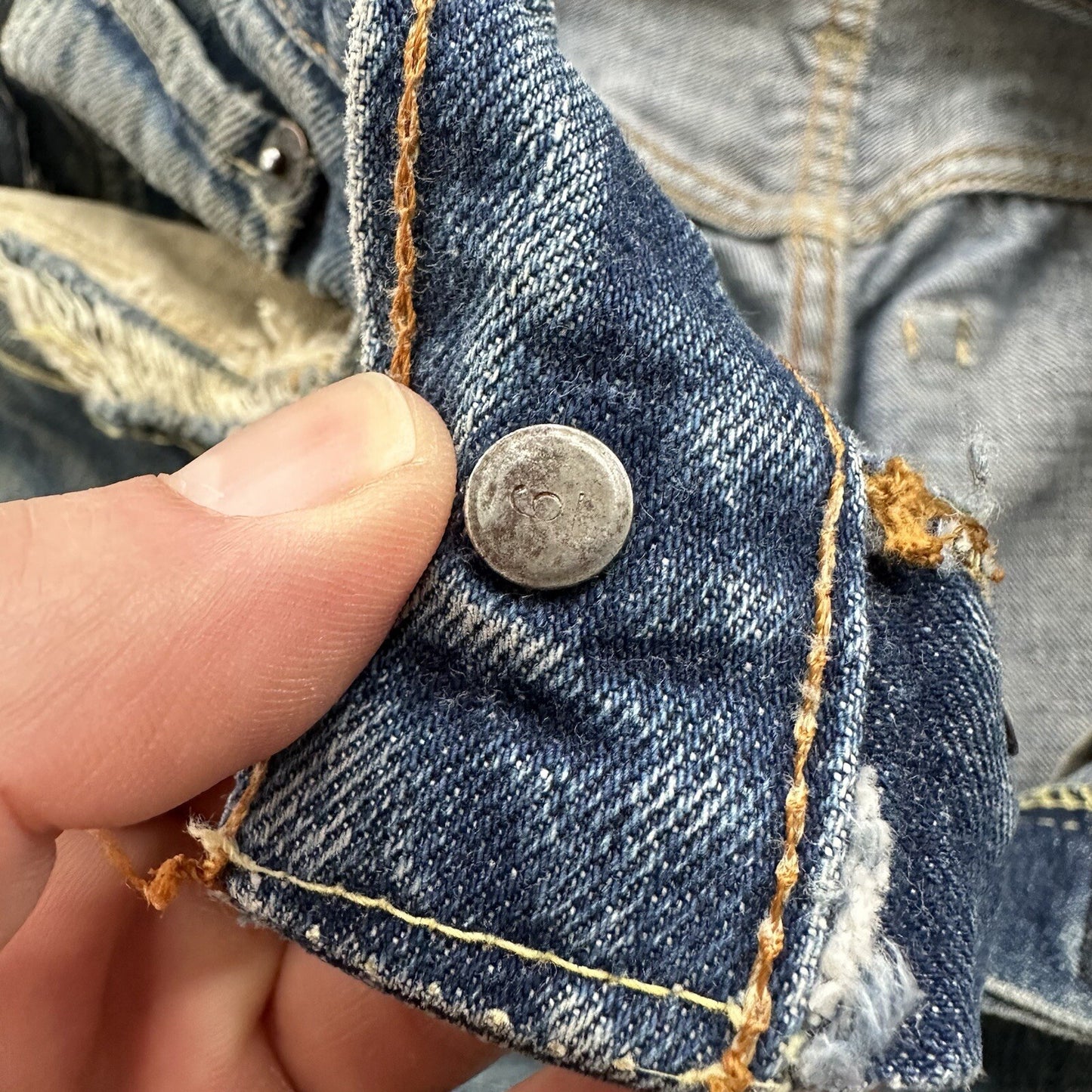 Levis 501 XX Big E True Vintage 60s Redline THRASHED Denim Jeans 1960s 27x26