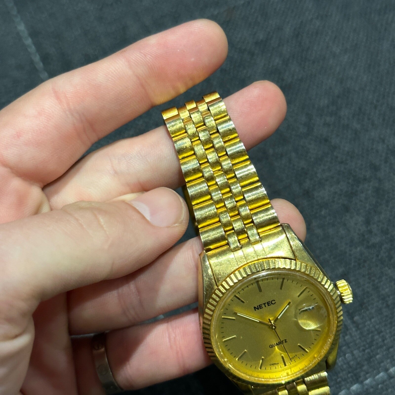 Vintage Netec Womens Gold Tone Watch Needs Battery Japan Movement Quartz