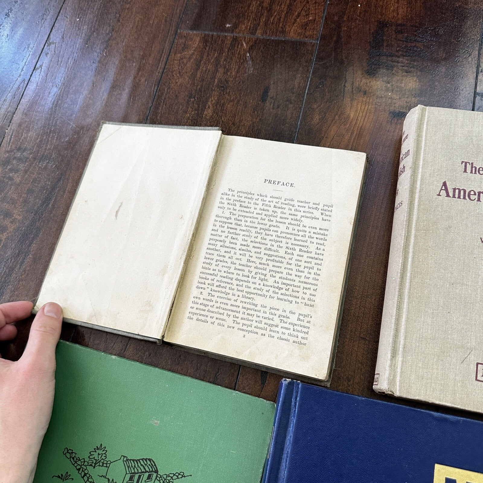 Lot 18 Cool Old Vintage Antique Rare Hardcover Random Books Green Coffee Table