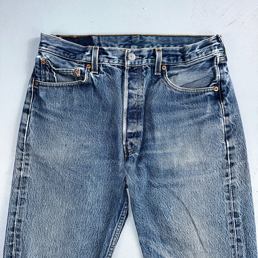 Levis 501 Vintage 90s USA XX Straight Leg Jeans Blue Med Wash 34x38 Act 31x33