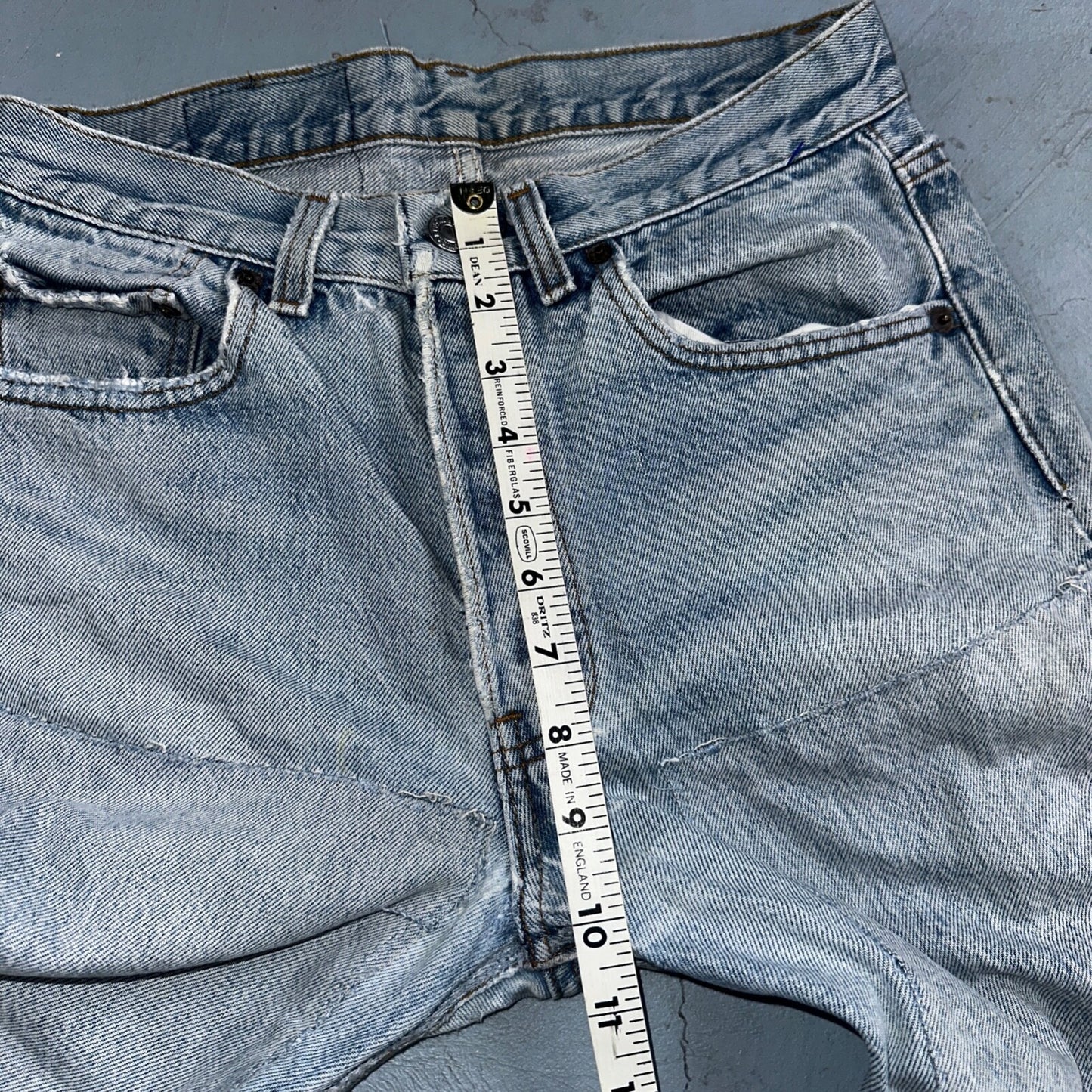 Levis 501 Vintage 80s USA XX Straight Leg Jeans Blue Light Wash Thrash Act 27x28