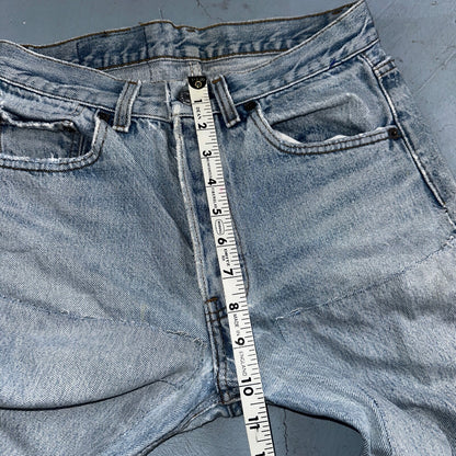 Levis 501 Vintage 80s USA XX Straight Leg Jeans Blue Light Wash Thrash Act 27x28